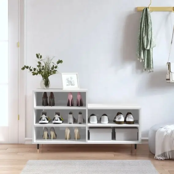 Szafka na buty, wysoki połysk, biała, 102x36x60 cm Lumarko! - Hurtownia wielobranżowa Lumarko Tylko dziś