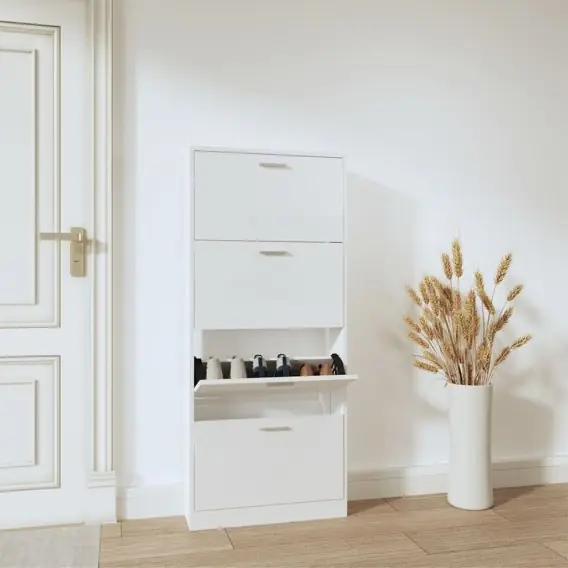 Sprawdź teraz Szafka na buty, wysoki połysk, biała, 59x17x150 cm Lumarko! - Hurtownia wielobranżowa Lumarko