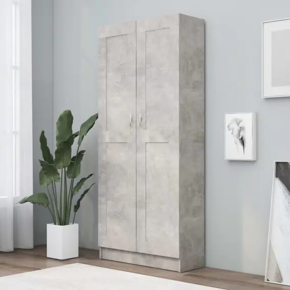 Szafka na książki, szarość betonu, 82,5x30,5x185,5 cm, płyta Lumarko! - Hurtownia wielobranżowa Lumarko Nowość