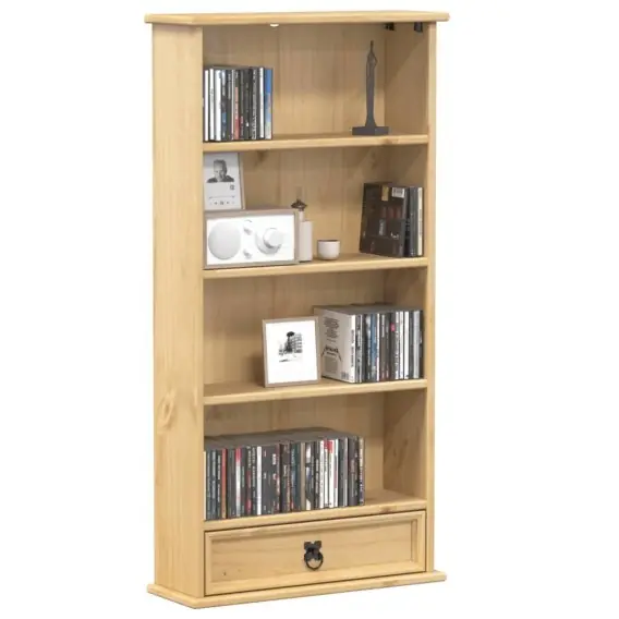 Szafka na płyty CD Corona, 52x17,5x103 cm, lite drewno sosnowe Lumarko! - Hurtownia wielobranżowa Lumarko Dostępne od ręki