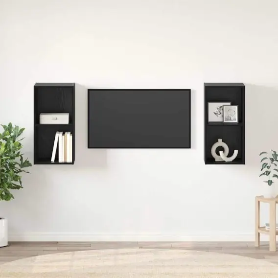 Hit cenowy Szafka na Telewizor na Ścianę 2 pcs Dąb czarny 37 x 37 x 72 cm Lumarko! - Hurtownia wielobranżowa Lumarko