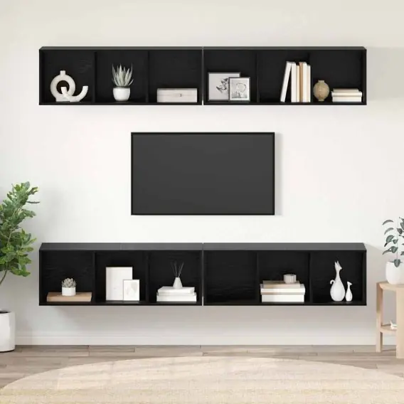Szafka na Telewizor na Ścianę 4 pcs Czarny dąb Lumarko! - Hurtownia wielobranżowa Lumarko Promocja