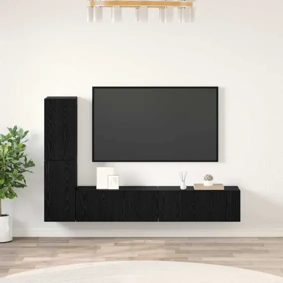 Szafka na Telewizor na Ścianę 4 pcs Czarny dąb Lumarko! - Hurtownia wielobranżowa Lumarko Nowy