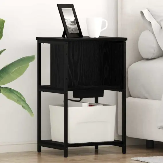 Nowy Szafka Nocna Czarny dąb 38 x 31 x 61 cm Materiał drewnopochodny Lumarko! - Hurtownia wielobranżowa Lumarko