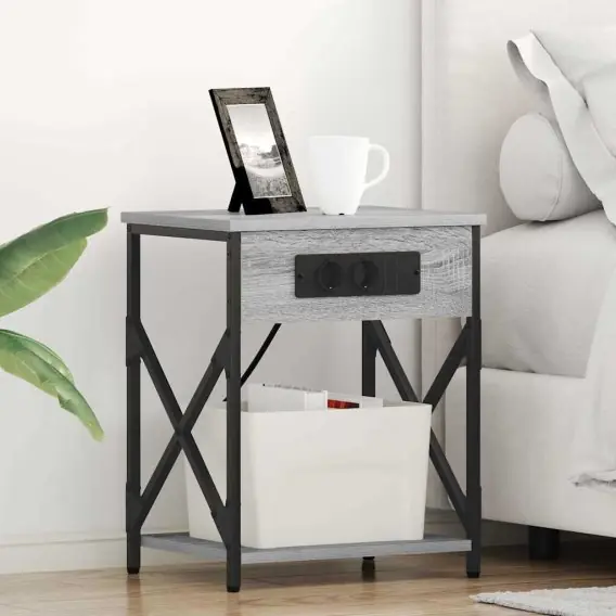 Szafka Nocna z szufladą 2 pcs Szary dąb sonoma 41 x 31 x 51 cm Lumarko! - Hurtownia wielobranżowa Lumarko Zamów dziś
