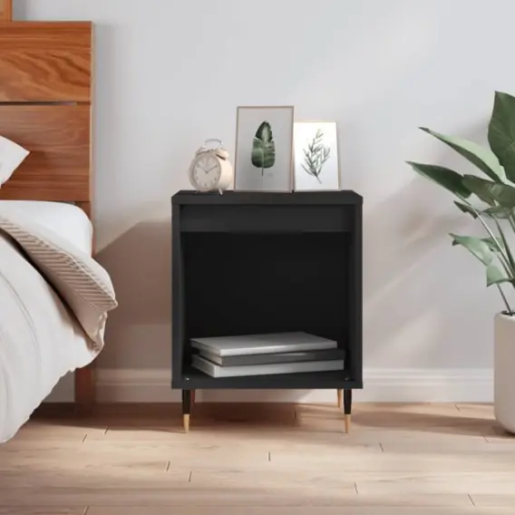 Promocja Szafka nocna, czarny, 40x35x50 cm, materiał drewnopochodny Lumarko! - Hurtownia wielobranżowa Lumarko