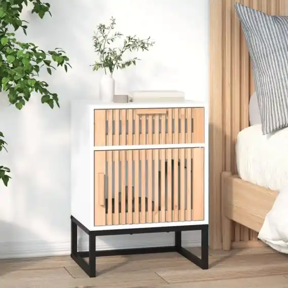 Sprawdź teraz Szafka nocna, biała, 40x30x55,5 cm, materiał drewnopochodny Lumarko! - Hurtownia wielobranżowa Lumarko