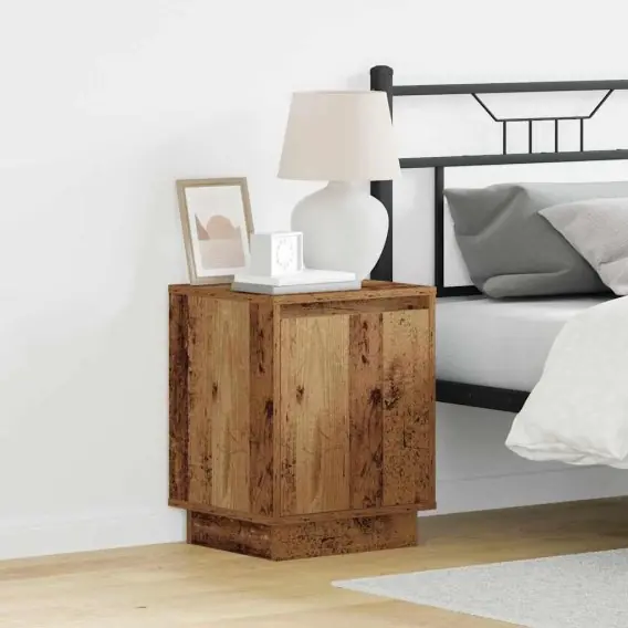 Ostatnia szansa Szafka nocna z oświetleniem LED Stare Drewno 39x34.5x50 cm Lumarko! - Hurtownia wielobranżowa Lumarko