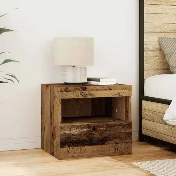 Ekspresowa dostawa Szafka nocna z oświetleniem LED Stare Drewno 50x40x45 cm Lumarko! - Hurtownia wielobranżowa Lumarko