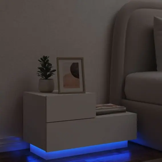 Zamów teraz Szafka nocna z oświetleniem LED, biała, 70x36x40,5 cm Lumarko! - Hurtownia wielobranżowa Lumarko