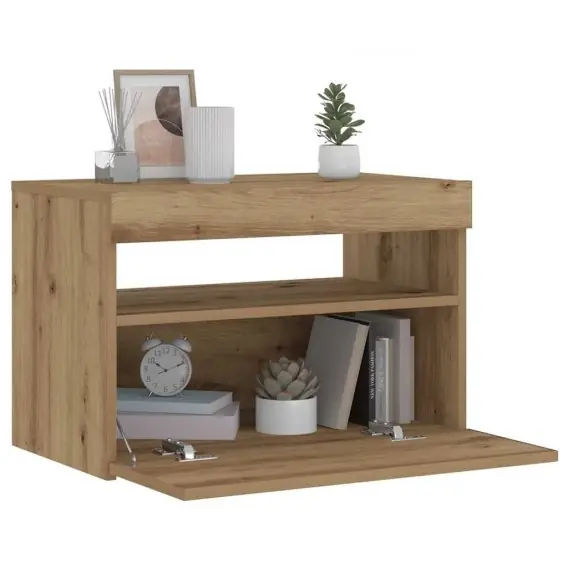 Szafka nocna z oświetleniem LED, dąb artisan, 60x35x40 cm Lumarko! Lumarko! - Hurtownia wielobranżowa Lumarko Wyjątkowa oferta
