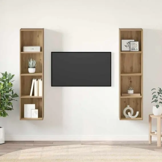 Nowość Szafka pod telewizor 2 pcs Brązowy 37 x 37 x 142.5 cm Lumarko! - Hurtownia wielobranżowa Lumarko