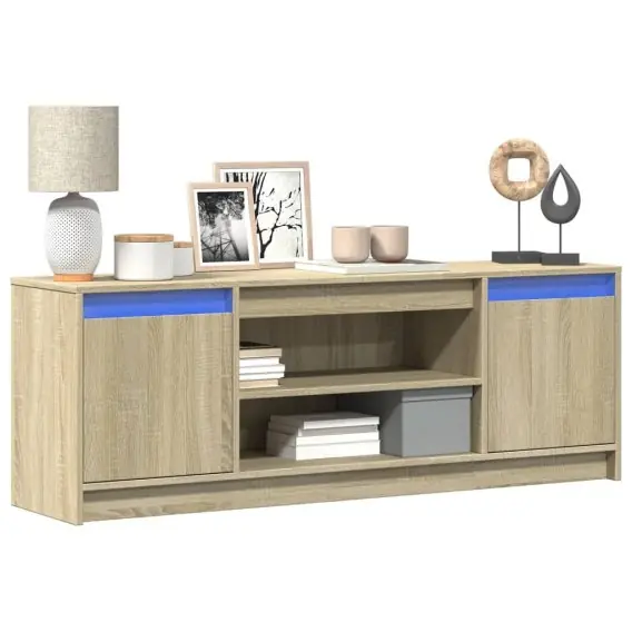 Szafka pod TV z LED, dąb sonoma, 139,5x34x50 cm Lumarko! - Hurtownia wielobranżowa Lumarko Hit cenowy