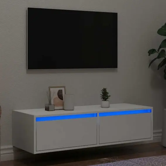 Ostatnia szansa Szafka pod TV z oświetleniem LED, biała, 100x35,5x25 cm Lumarko! Lumarko! - Hurtownia wielobranżowa Lumarko