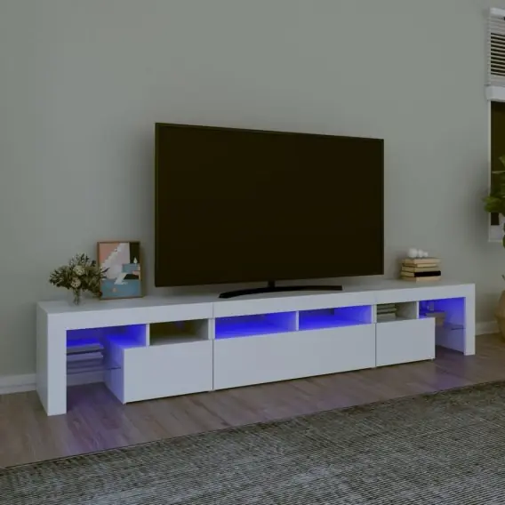Szafka pod TV z oświetleniem LED, biała, 230x36,5x40 cm Lumarko! - Hurtownia wielobranżowa Lumarko Wyprzedaż