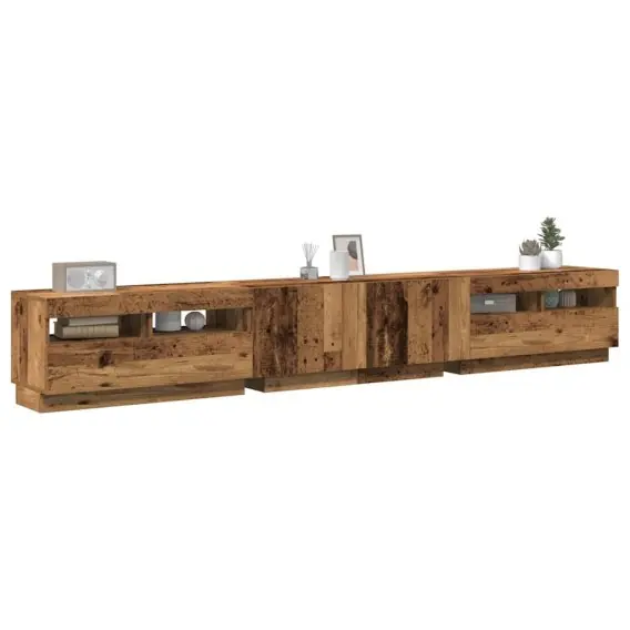 Szafka pod TV z oświetleniem LED, stare drewno, 260x35x40 cm Lumarko! - Hurtownia wielobranżowa Lumarko Tani
