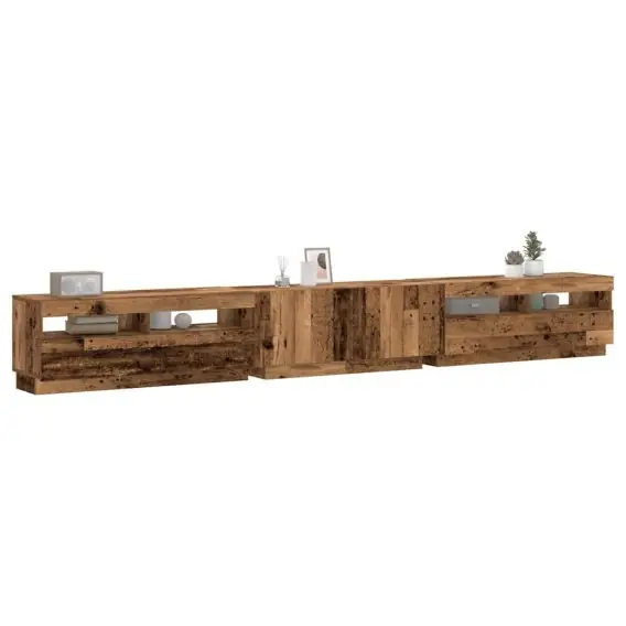 Szafka pod TV z oświetleniem LED, stare drewno, 300x35x40 cm Lumarko! - Hurtownia wielobranżowa Lumarko Popularny