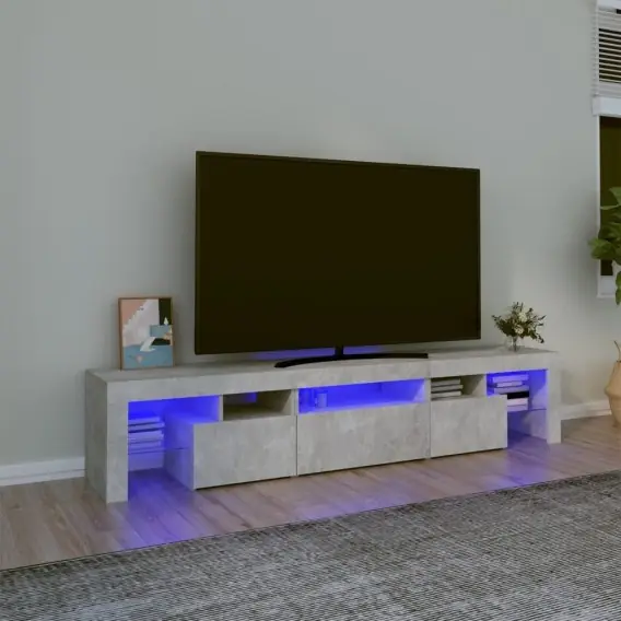 Szafka pod TV z oświetleniem LED, szarość betonu 200x36,5x40 cm Lumarko! - Hurtownia wielobranżowa Lumarko Bezpieczna płatność