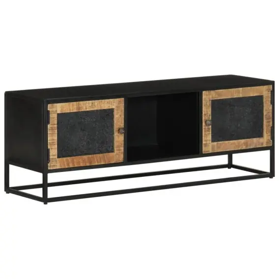 Darmowy zwrot Szafka pod TV, 110x30x40 cm, lite drewno mango i żelazo Lumarko! - Hurtownia wielobranżowa Lumarko