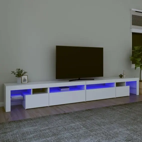 Zamów teraz Szafka pod TV z oświetleniem LED, biała, 290x36,5x40 cm Lumarko! - Hurtownia wielobranżowa Lumarko