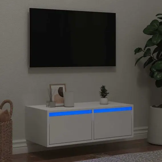 Nie przegap Szafka pod TV z oświetleniem LED, biała, 75x35,5x25 cm Lumarko! Lumarko! - Hurtownia wielobranżowa Lumarko