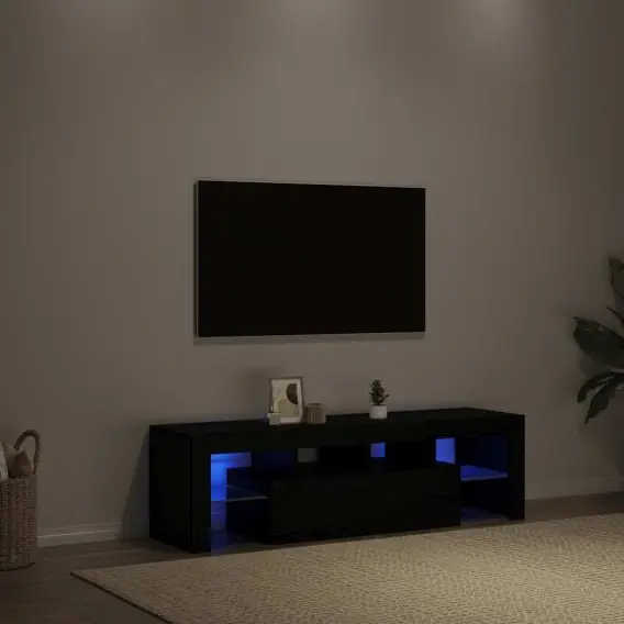 Okazja Szafka pod TV z oświetleniem LED, czarny dąb, 140x36,5x40 cm Lumarko! Lumarko! - Hurtownia wielobranżowa Lumarko