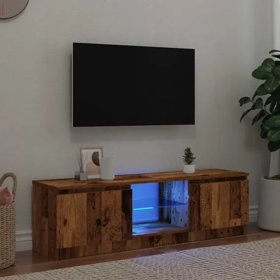 Szafka pod TV z oświetleniem LED, stare drewno, 120x30x36 cm Lumarko! - Hurtownia wielobranżowa Lumarko Dodaj do koszyka