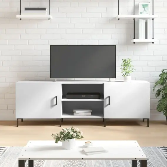 Szafka pod TV, biała, 150x30x50 cm, materiał drewnopochodny Lumarko! - Hurtownia wielobranżowa Lumarko Łatwy zwrot
