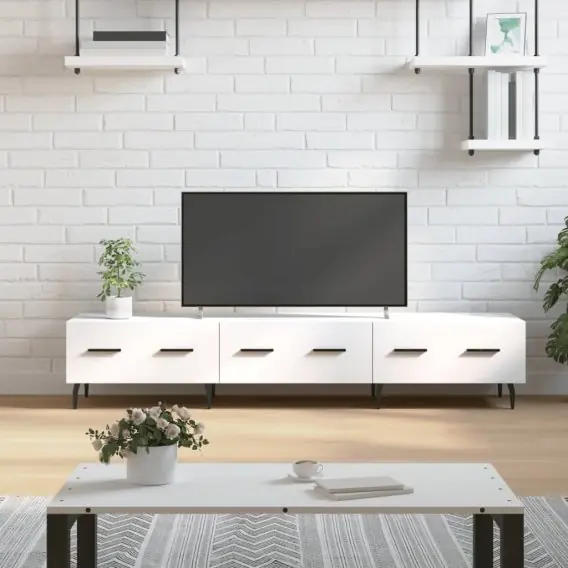 Szafka pod TV, biała, 150x36x30 cm, materiał drewnopochodny Lumarko! - Hurtownia wielobranżowa Lumarko Hit sprzedaży