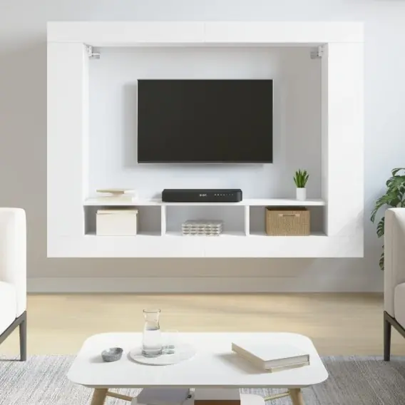 Nie przegap Szafka pod TV, biała, 152x22x113 cm, materiał drewnopochodny Lumarko! - Hurtownia wielobranżowa Lumarko