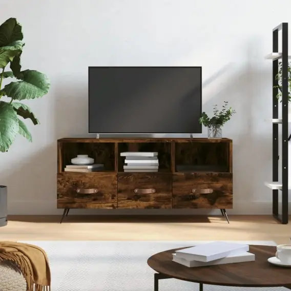 Nowość Szafka pod TV, przydymiony dąb, 102x36x50 cm Lumarko! - Hurtownia wielobranżowa Lumarko