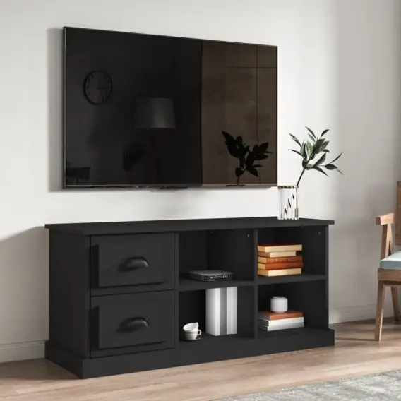 Bezpieczna płatność Szafka pod TV, czarna, 102x35,5x47,5cm, materiał drewnopochodny Lumarko! - Hurtownia wielobranżowa Lumarko