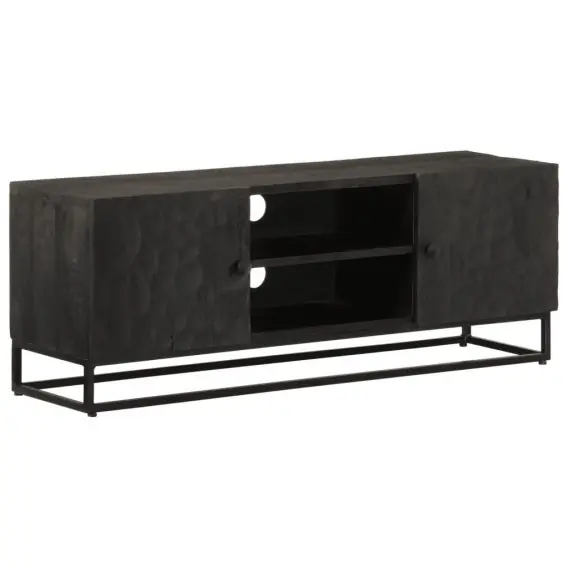 Dodaj do koszyka Szafka pod TV, czarna, 110x30x40 cm, lite drewno mango i żelazo Lumarko! - Hurtownia wielobranżowa Lumarko