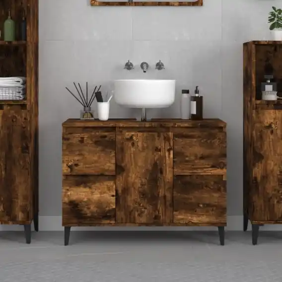 Zamów teraz Szafka pod umywalkę, przydymiony dąb, 80x33x60 cm Lumarko! - Hurtownia wielobranżowa Lumarko