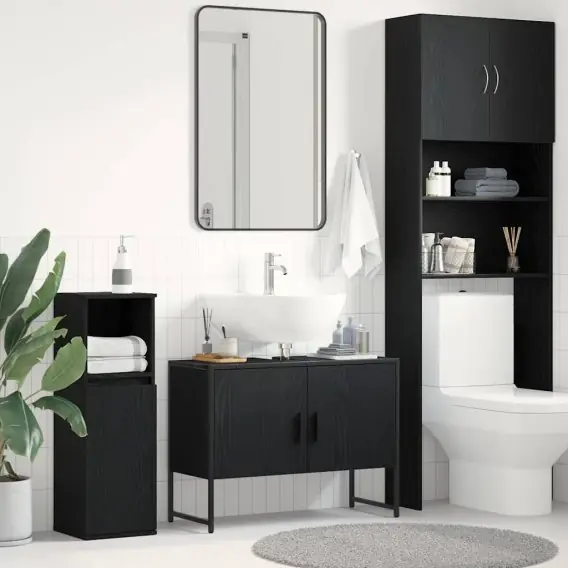 Szafka pod umywalkę Czarny dąb 80x33x60 cm Płyta wiórowa Lumarko! - Hurtownia wielobranżowa Lumarko Sprawdź teraz