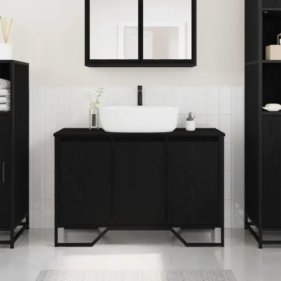 Obniżka ceny Szafka pod umywalkę Dąb czarny 91x35x60 cm Materiał drewnopochodny Lumarko! - Hurtownia wielobranżowa Lumarko