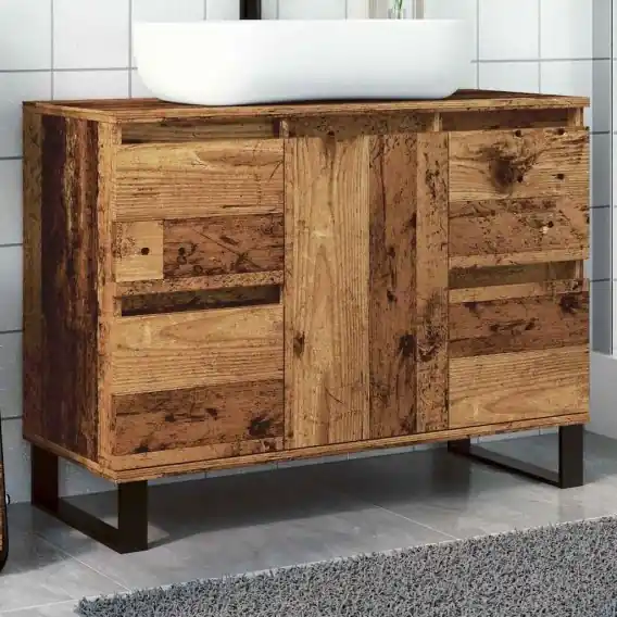 Szafka pod umywalkę łazienkową, stare drewno, 80x33x60 cm Lumarko! Lumarko! - Hurtownia wielobranżowa Lumarko Ograniczona ilość
