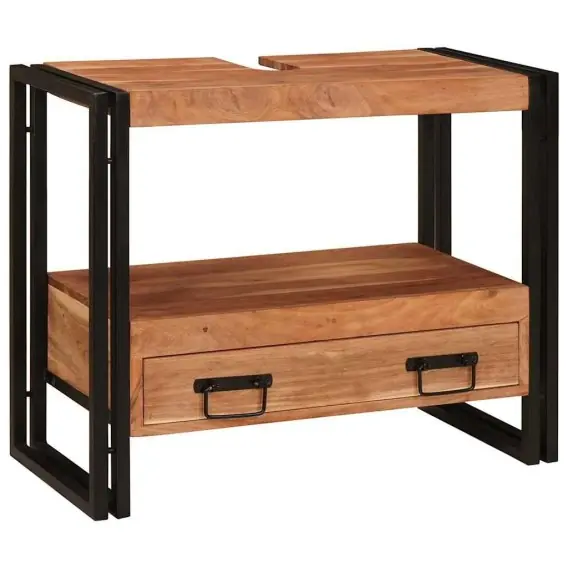 Szafka pod umywalkę 71 x 33 x 58 cm Lite Drewno Akacjowe, Stal Lumarko! - Hurtownia wielobranżowa Lumarko Zamów dziś