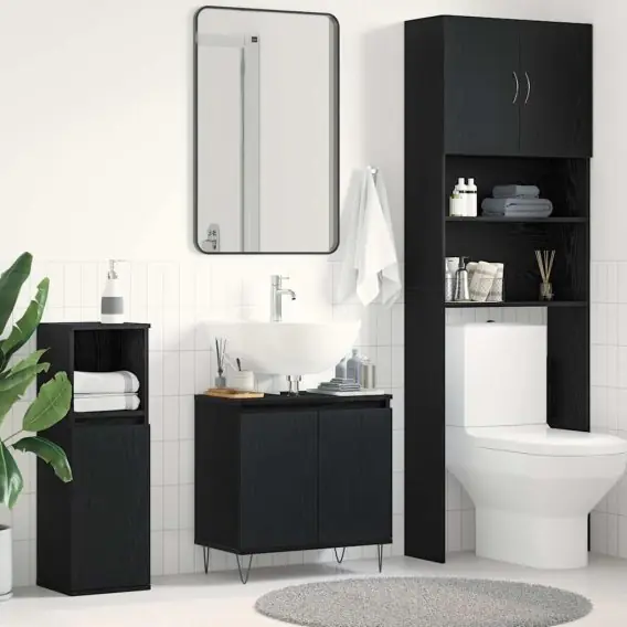 Wybór klientów Szafka pod umywalkę Czarny Dąb 58x33x60 cm Drewno inżynieryjne Lumarko! - Hurtownia wielobranżowa Lumarko