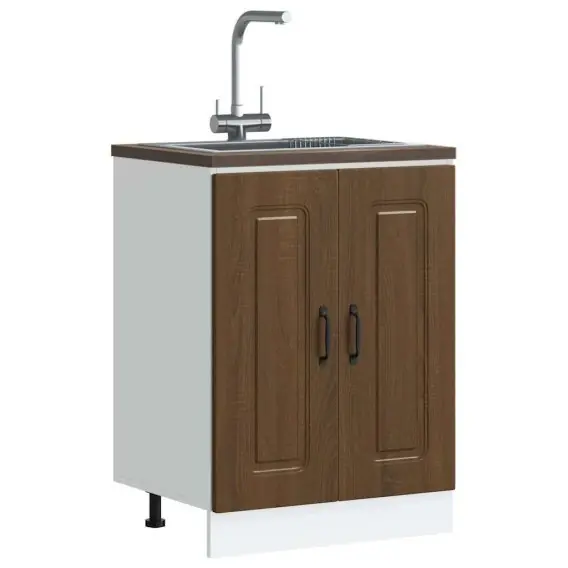 Oferta Szafka pod zlewozmywak, Kalmar, brązowy dąb, 60x46x81,5 cm Lumarko! - Hurtownia wielobranżowa Lumarko