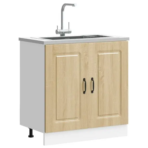 Nowy Szafka pod zlewozmywak, Kalmar, dąb sonoma, 80x46x81,5 cm Lumarko! - Hurtownia wielobranżowa Lumarko
