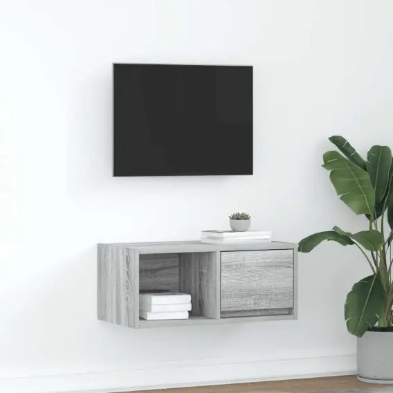 Rabat Szafka RTV Szara Sonoma 60x31x25,5 cm Drewno klejone Lumarko! Lumarko! - Hurtownia wielobranżowa Lumarko