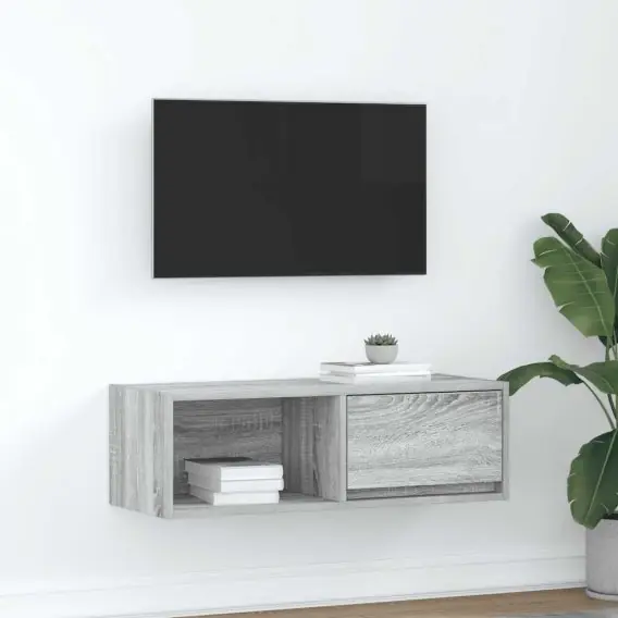 Szafka RTV Szara Sonoma 80x31x25,5 cm Drewno klejone Lumarko! - Hurtownia wielobranżowa Lumarko Dodaj do koszyka