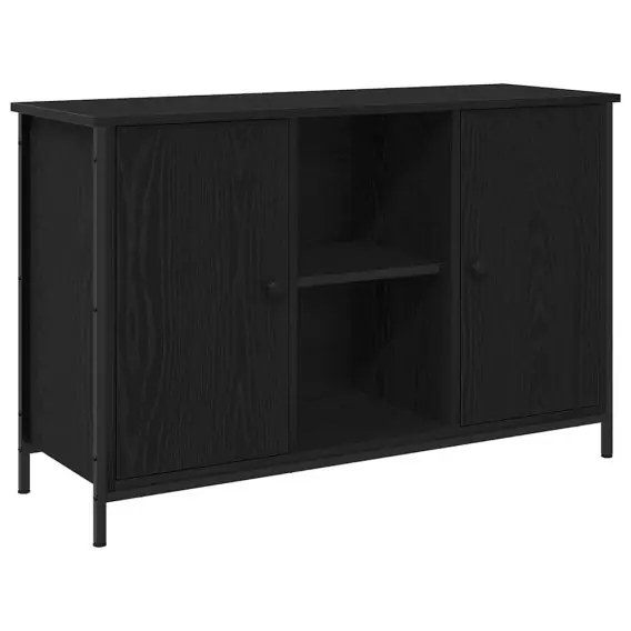 Super okazja Szafka RTV czarny dąb 101x35x65 cm materiał drewnopochodny i stal Lumarko! - Hurtownia wielobranżowa Lumarko