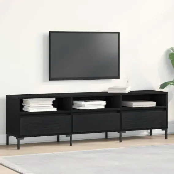 Oferta limitowana Szafka RTV Czarny Dąb 150x30x44,5 cm Drewno inżynieryjne Lumarko! - Hurtownia wielobranżowa Lumarko