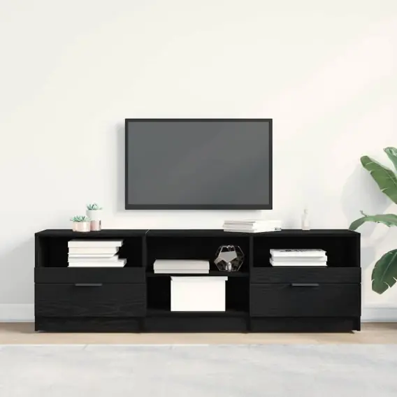 Tylko dziś Szafka RTV Czarny Dąb 150x33,5x45 cm Z Drewna Inżynieryjnego Lumarko! - Hurtownia wielobranżowa Lumarko