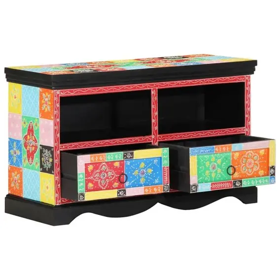 Rabat Szafka RTV Wielokolorowa 80x35x50 cm z Drewna Mango Lumarko! - Hurtownia wielobranżowa Lumarko