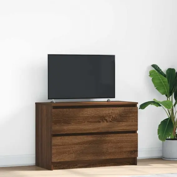 Szafka RTV Brązowy Dąb 80x35x54 cm Drewno klejone Lumarko! - Hurtownia wielobranżowa Lumarko Sprawdź teraz