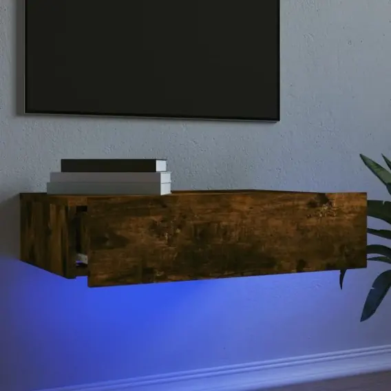 Nowy Szafka telewizyjna z LED, przydymiony dąb, 60x35x15,5 cm Lumarko! - Hurtownia wielobranżowa Lumarko
