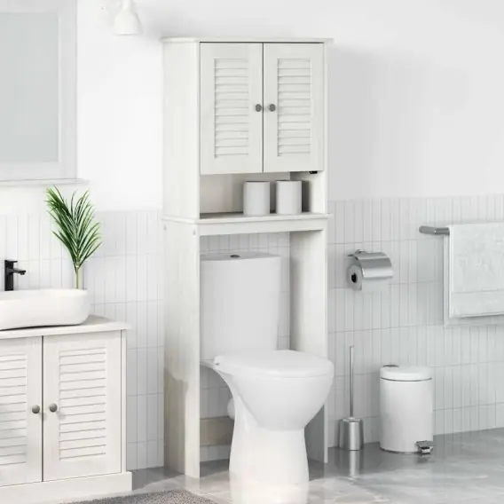 Oferta czasowa Szafka toaletowa Biały 60 x 27 x 161 cm Lite drewno sosnowe Lumarko! - Hurtownia wielobranżowa Lumarko